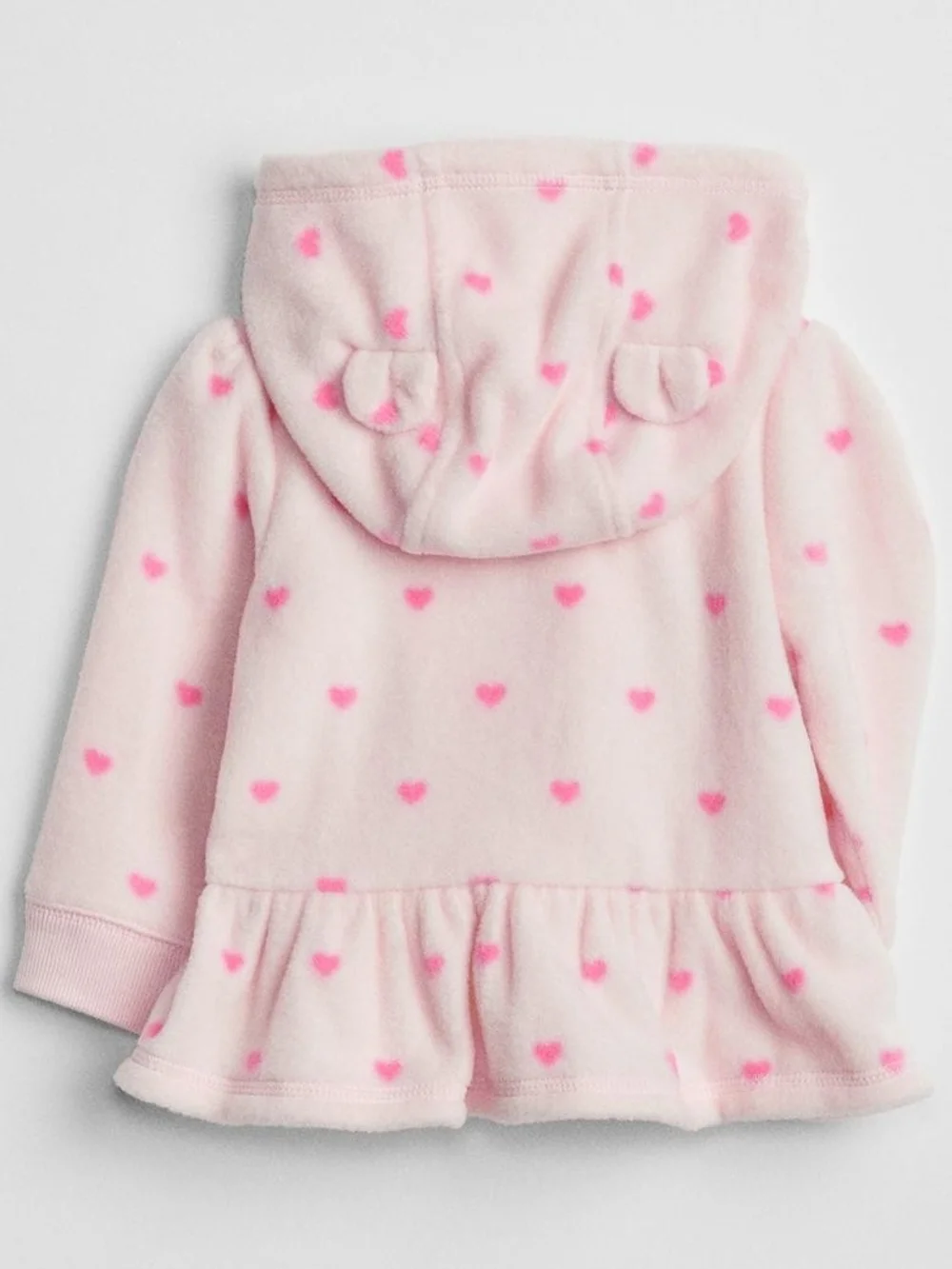 BABY GAP LOGO FLEECE Pink Hearts Hooded Peplum Zip Hoodie